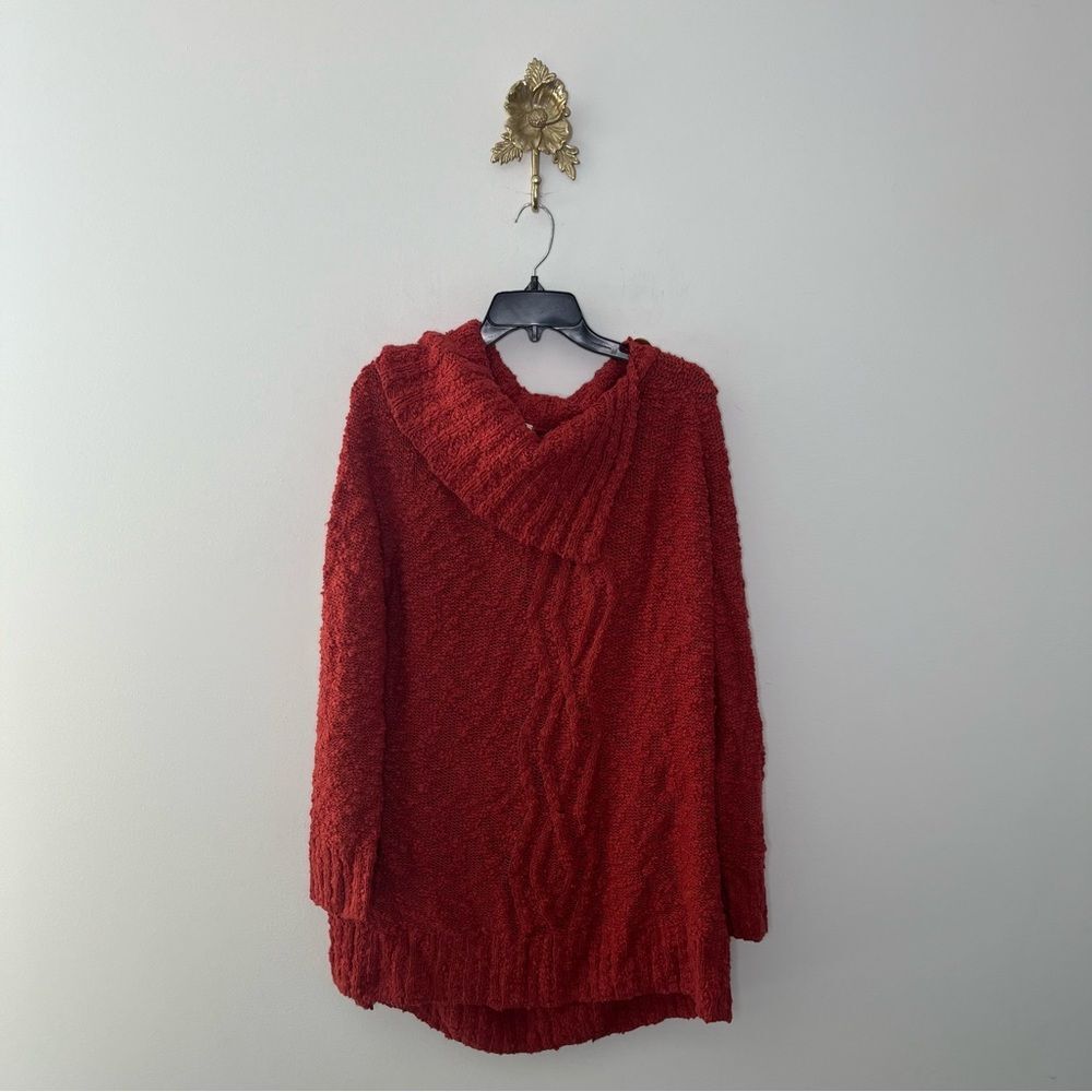 Anthropologie Orange Cowl Neck Tunic Sweater XL